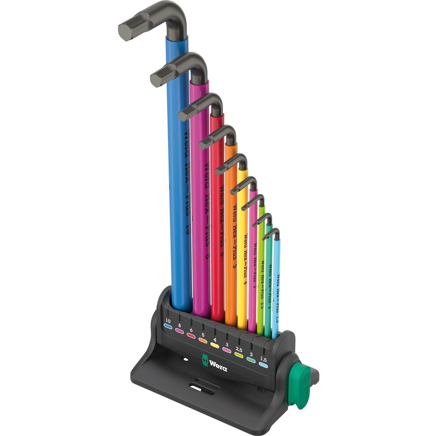 950/9 Hex-Plus Multicolour 3 L-key set, 9 pieces, screwdriver (with stand, BlackLaser surface)