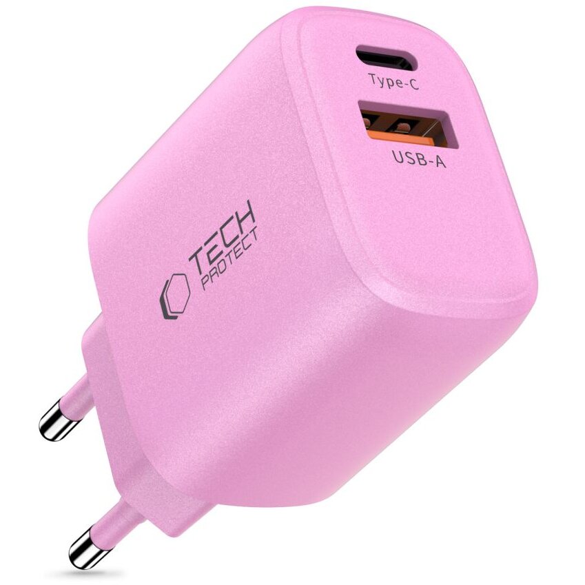 Incarcator NCA20, USB/USB-C, 20W, Quick Charge 3.0, Fast Network Charging, Roz