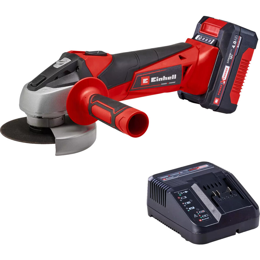 Power X-Change cordless angle grinder TC-AG 18/115 Li Kit, 18 Volt red/black, Li-Ion battery 4.0 Ah