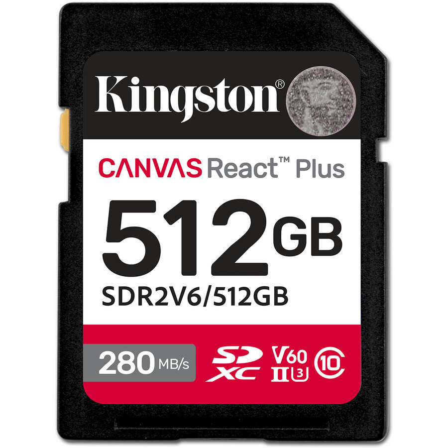 Card 512GB SDXC CANVAS REACT PLUS U3/UHS-II 280R/150W V60 FULL HD/4K