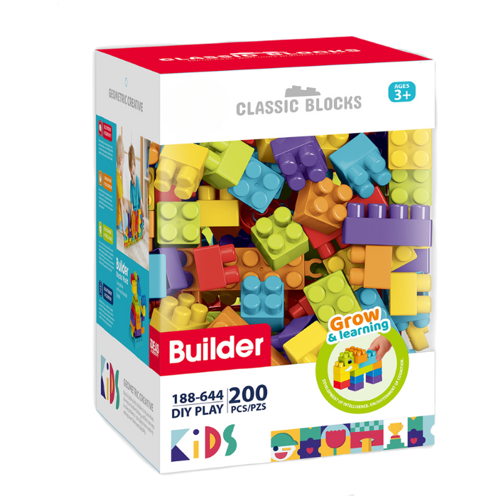 Set de Constructie Classic Blocks 200 Piese 3 Ani+ Multicolor