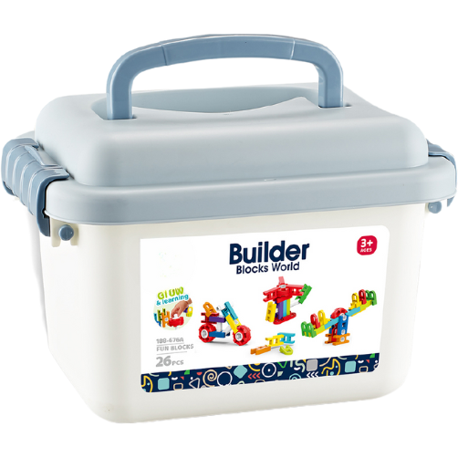 Set de Constructie Fun Blocks 26 Piese in Cutie Plastic 3 Ani+ Multicolor