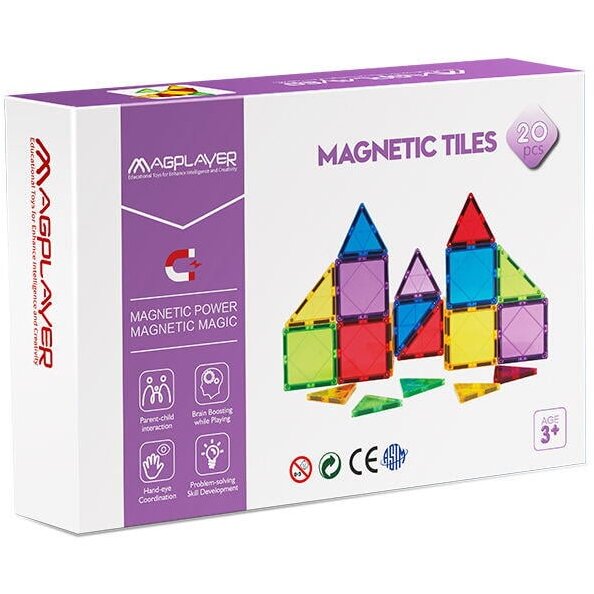 Set De Constructie Magnetic 3D 20 Piese 3 Ani+ Multicolor