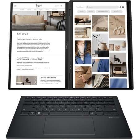 Laptop ASUS Zenbook Duo 14 OLED 14 inch Intel Core Ultra 7 255H 32GB 1TB SSD Windows 11 Pro Inkwell Gray