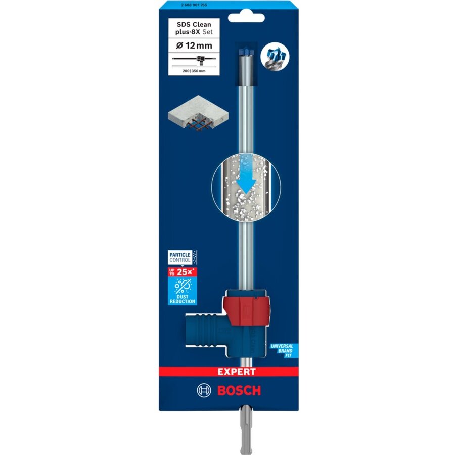 Bosch Expert hammer drill SDS Clean plus-8X set, 12mm (working length 200mm, suction drill incl. suction connection)