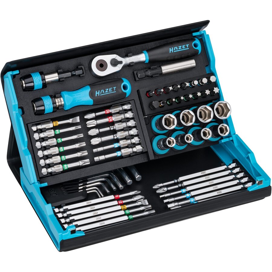 SmartCase socket and bit set 2200SC-32, 59 pieces (black/blue, 1/4, with reversible ratchet)