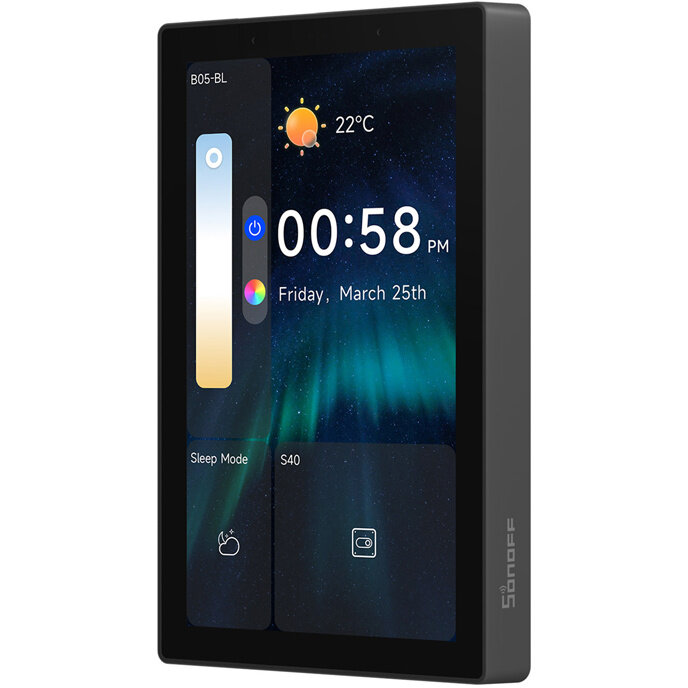 Senzori NSPanel Pro 120, Ecran 4.7 inch, Bluetooth, WiFi, ZigBee 3.0, Negru