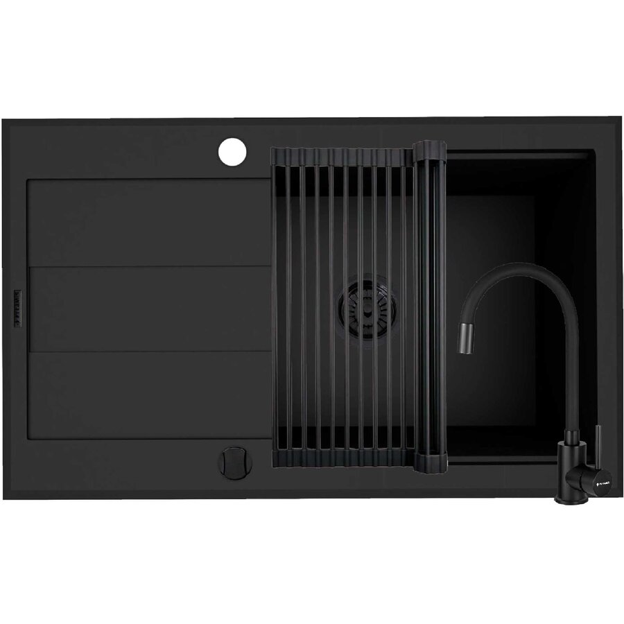 Set Chiuveta Pyragranite Sparta Plus Lux Baterie Flessi si Roll Up Volcano