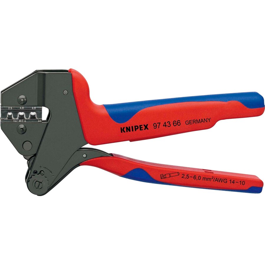 Crimping system pliers 97 43 66 EVO, crimping pliers (red/blue, for MC4 EVO 2 solar connectors)