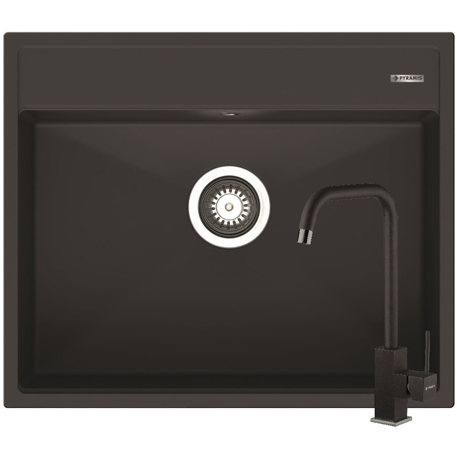 Set Chiuveta Granit ITHAKA 1B 61x51 si Baterie ADELITA Volcano