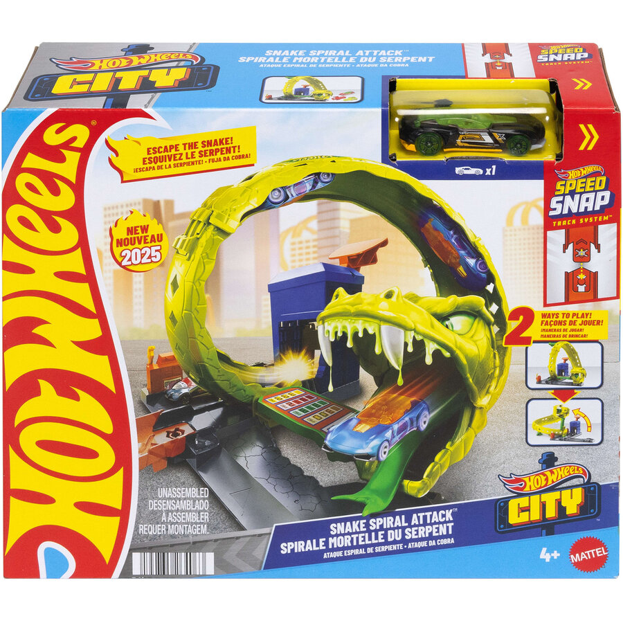 Hot Wheels Snake Coil Attack Playset with Die-Cast Toy Car, Race Track