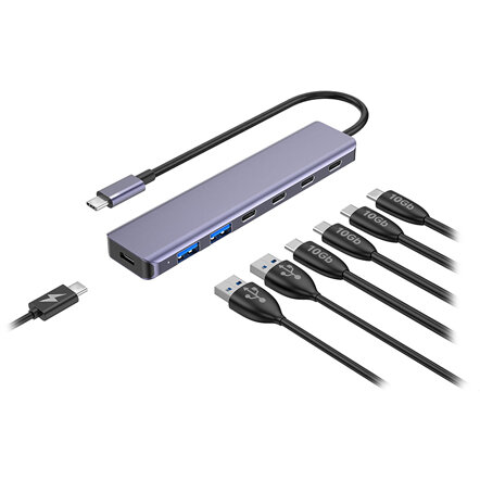 HUB 7 IN 1 10GBS PD 100W ALUMINIU PLATINET