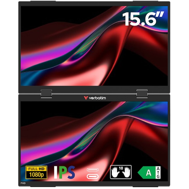 Monitor Dual Portabil Verbatim 32403 Essentials IPS 15.6Inch FHD 16:9 Negru — imaginea 2