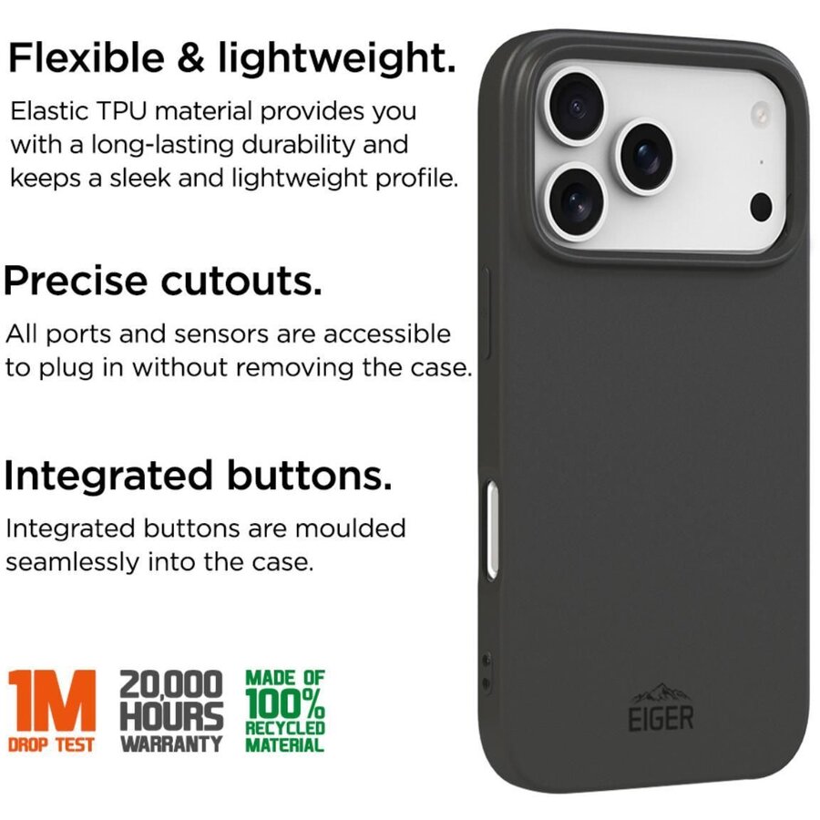 Husa Eiger Grip GRS pentru iPhone 17 Pro Max Black — imaginea 3
