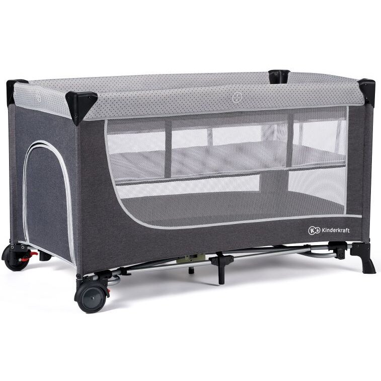 Patut Pliabil LEODY cu 2 Nivele de la Nastere Geanta de Transport Gri