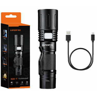 Lanterna Superfire Latarka X60-T 1500lm USB IP34 Negru