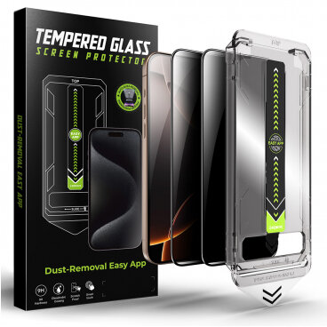 Folie de Protecție Techsuit Ecran Privacy TitanGlass pentru Apple iPhone 17 Pro Max Sticlă Securizată Full Glue Set 2 Bucăți