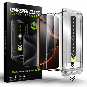 Folie de Protecție Techsuit Ecran TitanGlass pentru Apple iPhone 17 Pro Sticlă Securizată Full Glue Set 2 Bucăți