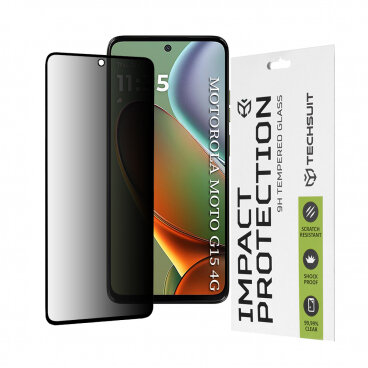 Folie de Protecție Techsuit Ecran Privacy pentru Motorola Moto G15 / G15 Power Sticlă Securizată Full Glue 111D