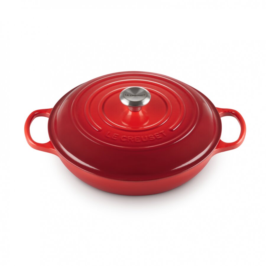 Oala cu Capac Signature Cast Iron Shallow Cherry Red