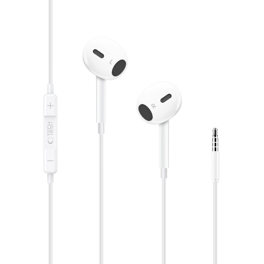 Casti audio cu microfon TECH-PROTECT Ultraboost Core G2, In-ear, Control pe fir, USB-C, Lungime cablu 1.2m, Alb - imagine 3