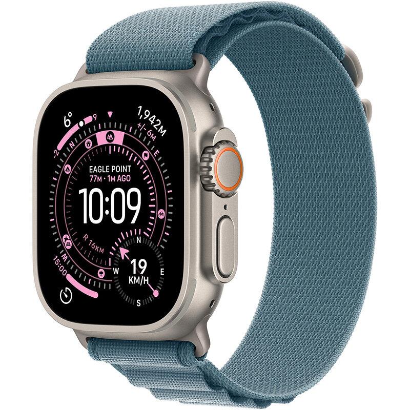 Smartwatch Watch Ultra 3 Cellular 49mm Natural Titanium Case Light Blue Alpine Loop Medium