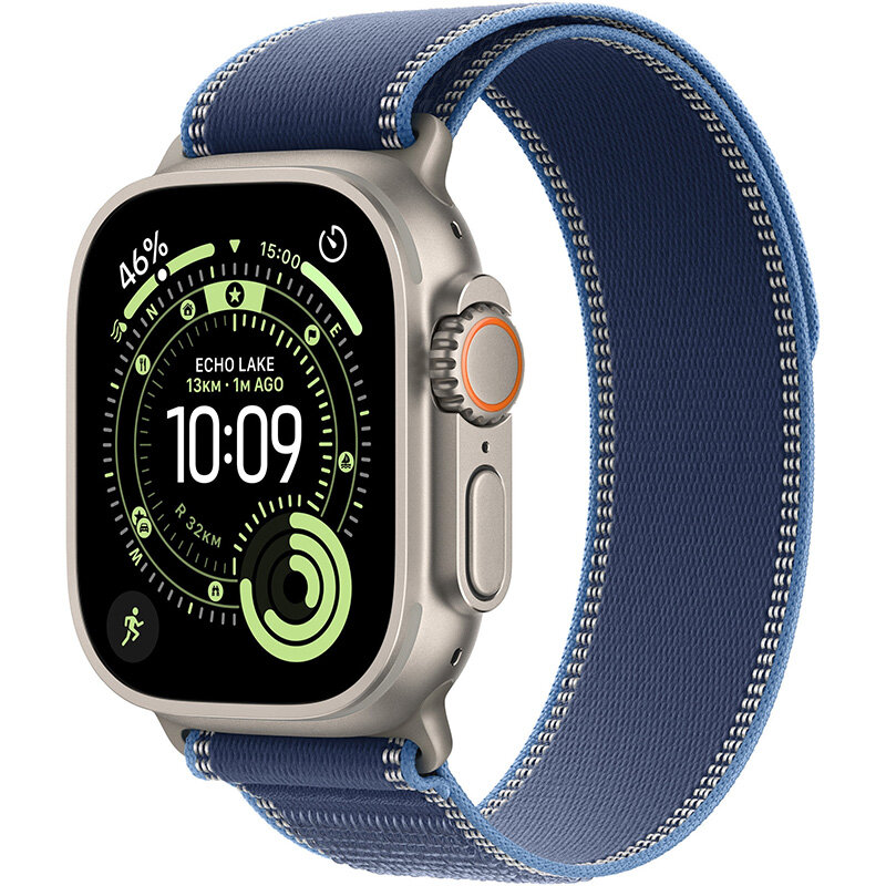 Smartwatch Watch Ultra 3 Cellular 49mm Natural Titanium Case Blue/Bright Blue Trail Loop M/L