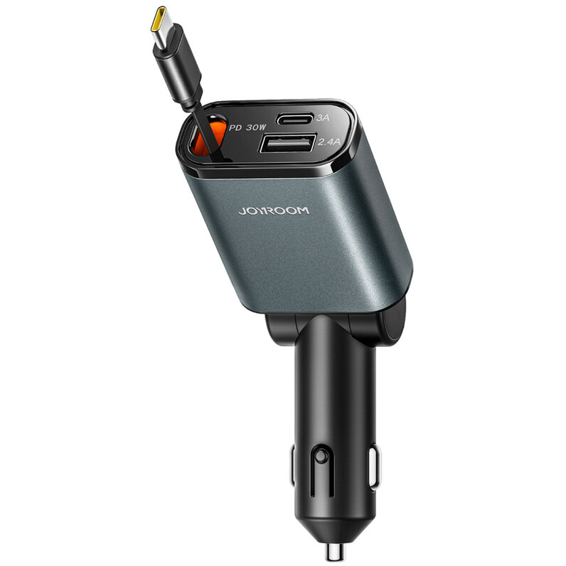 Incarcator Joyroom JR-CCL07, 1 x Port USB-C 15W, 1 x Port USB-A 12W, 1 x Cablu USB-C 30W, Dark Gray