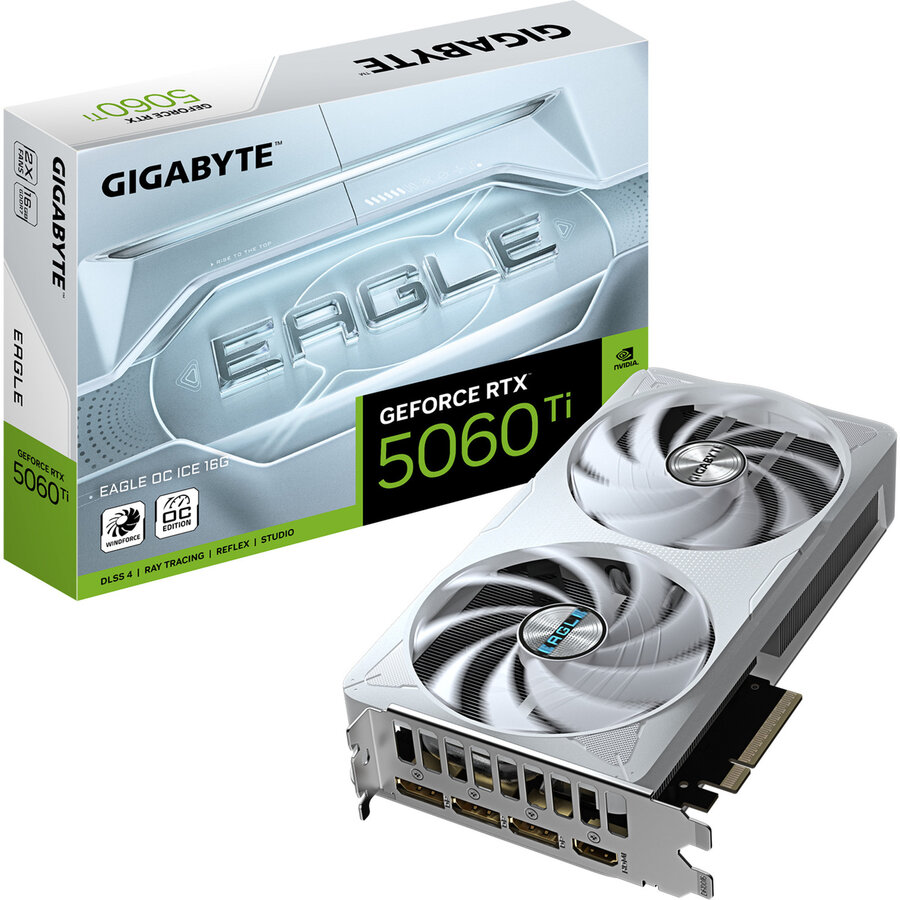 Placa video GeForce RTX 5060 Ti EAGLE OC ICE 16G (DLSS 4, 3x DisplayPort, 1x HDMI 2.1)