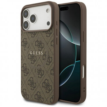 Husa Guess MagSafe Apple iPhone 17 Pro Max 4G Ring Classic Logo Maro