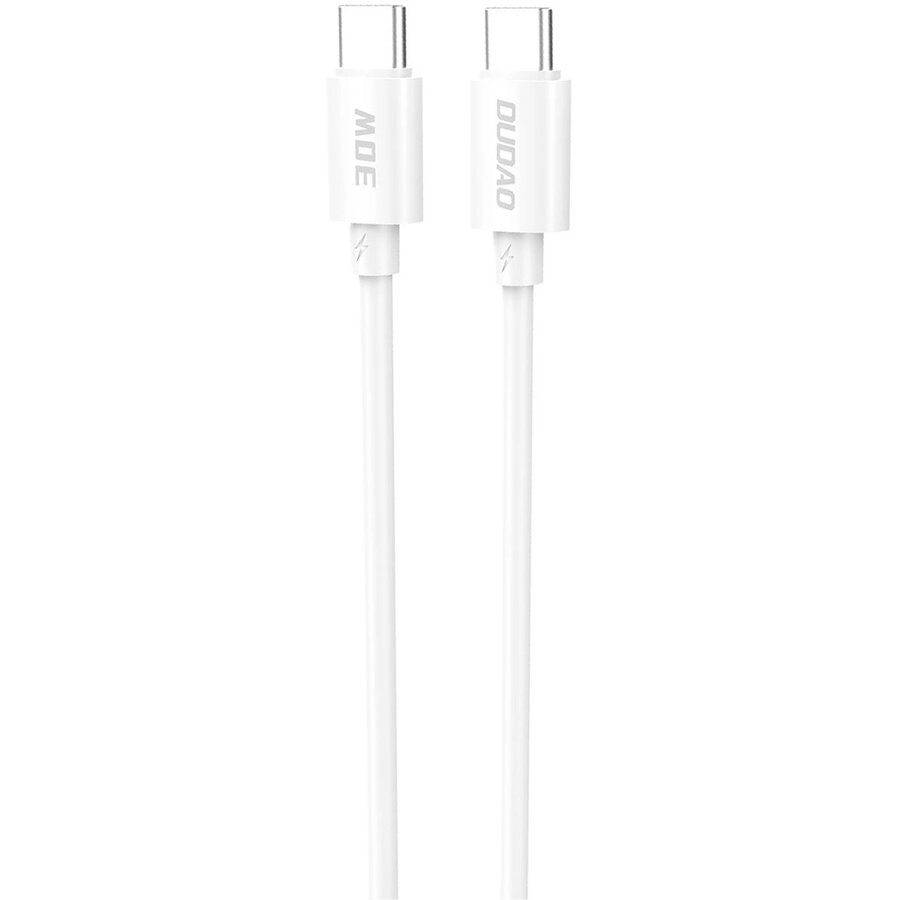 Cablu pentru incarcare si transfer de date Dudao L4C, 2x USB-C, 30W, 1.2m, Alb - imagine 2
