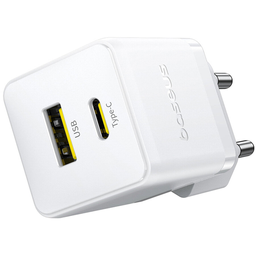 Incarcator Palm, 1x USB-C, 1x USB-A, 30W, Alb