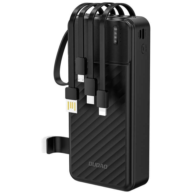 Baterie Externa K11 Pro 20000mAh Cabluri Integrate USB-C / USB-A / Lightning / Micro-USB 10W Negru