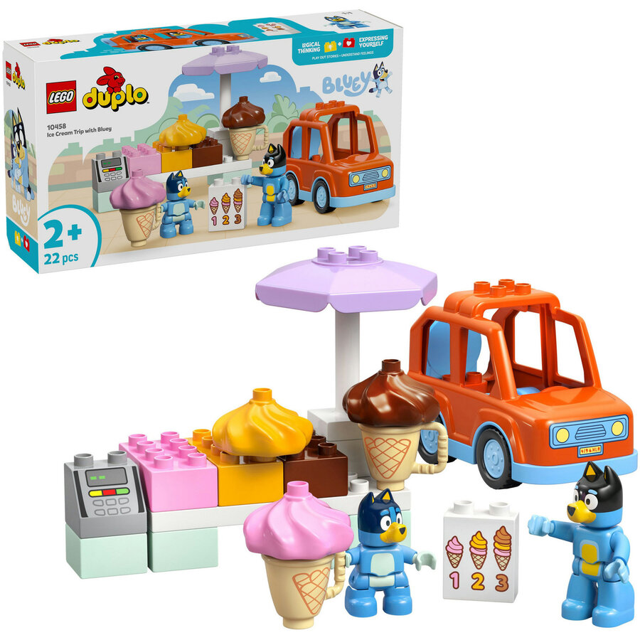 Jucarie 10458 DUPLO Bluey's Ice Cream Parlor Trip with Bluey, Construction Toy