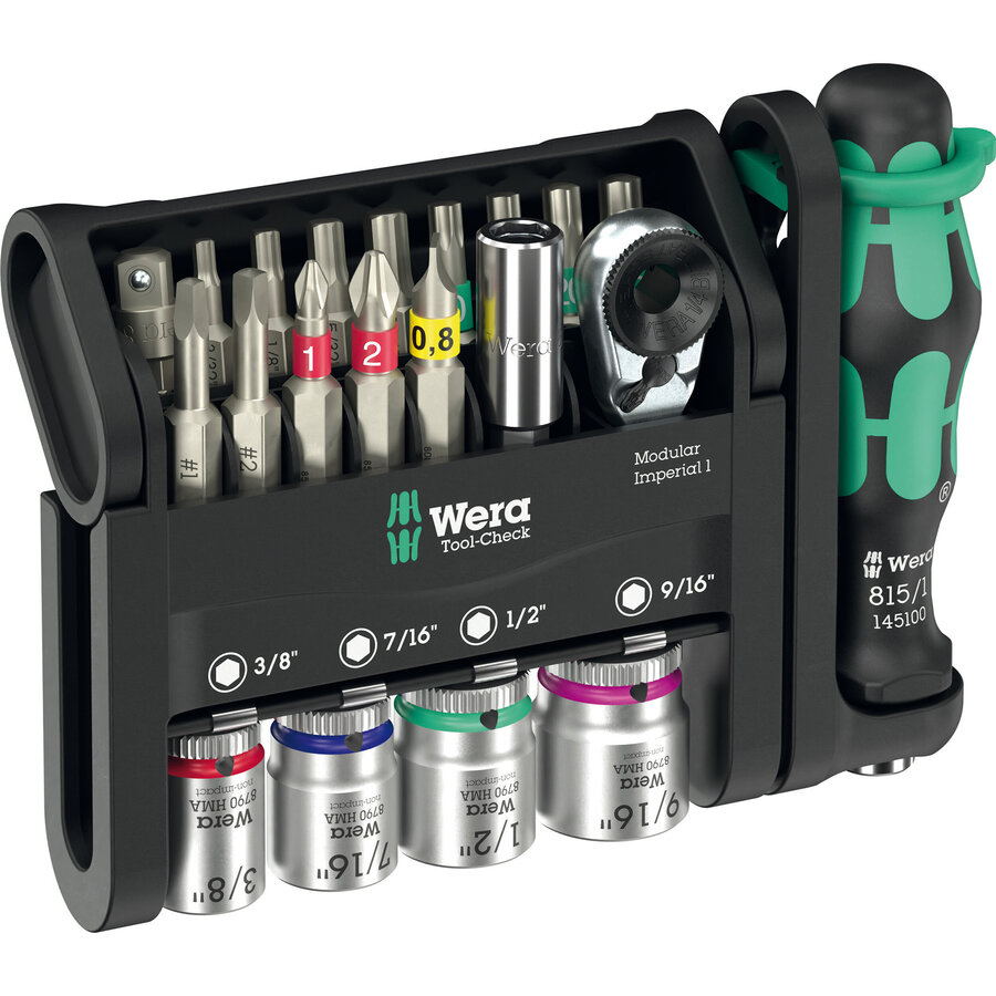 Tool-Check Modular Imperial 1, bit set black/green, 21-piece, inch, including 1/4 bit ratchet