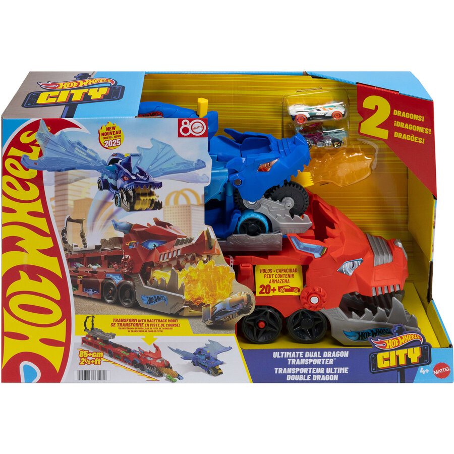 Hot Wheels City Ultimate 2-in-1 Dragon Transporter, Toy Vehicle