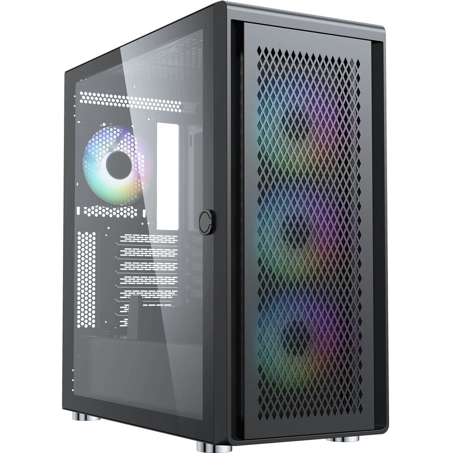 Air 100, tower case black, tempered glass