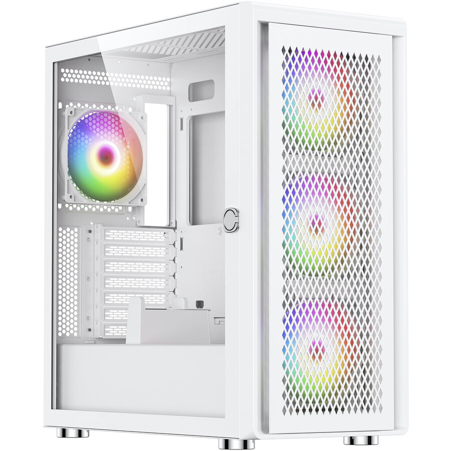 Air 100, tower case white, tempered glass