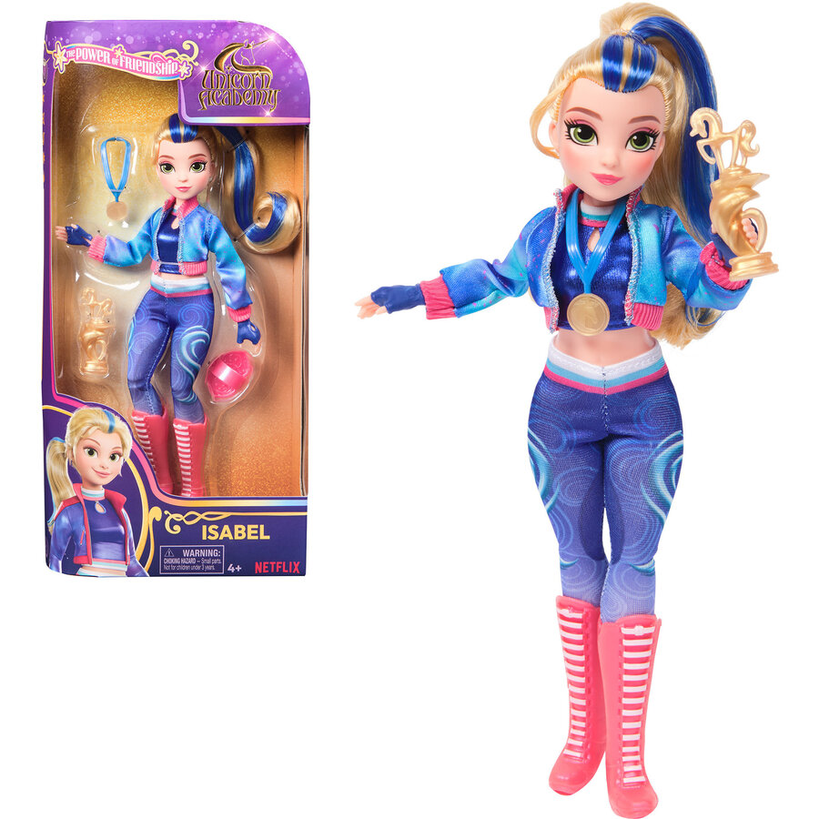 Spin Master Unicorn Academy - Dress-up doll Isabel 24 cm tall, with real hair, removable clothes and accessories