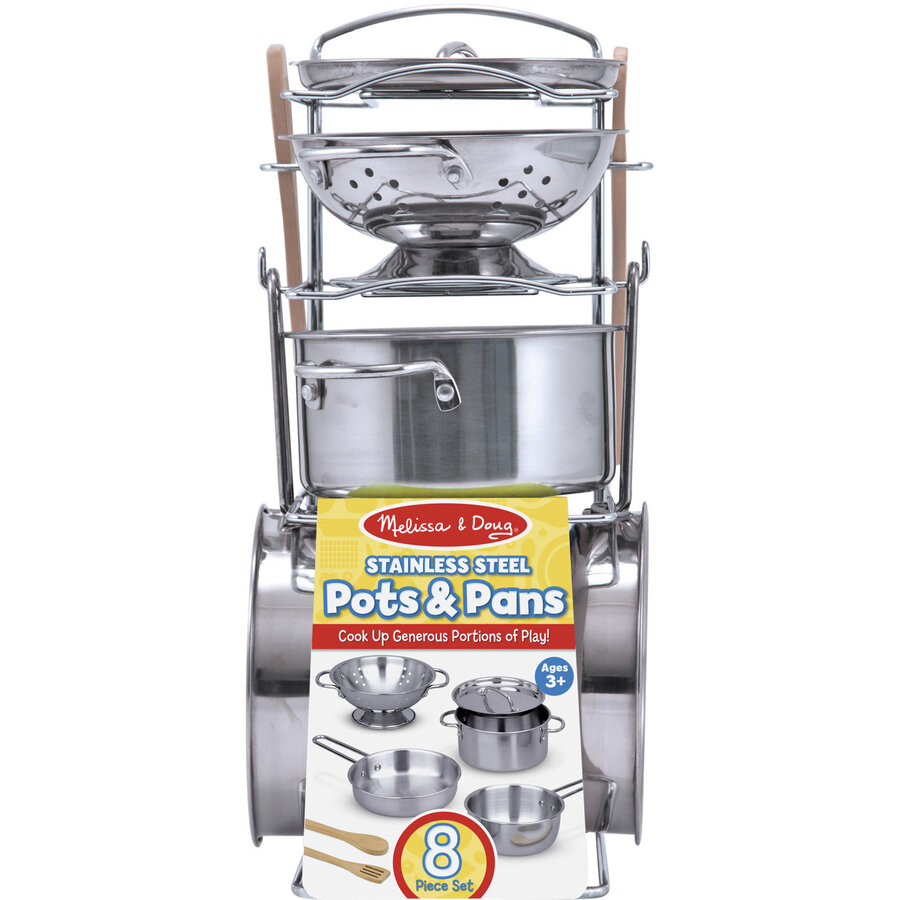 Spin Master Melissa & Doug - Stainless Steel Pot Set, Play Kitchen