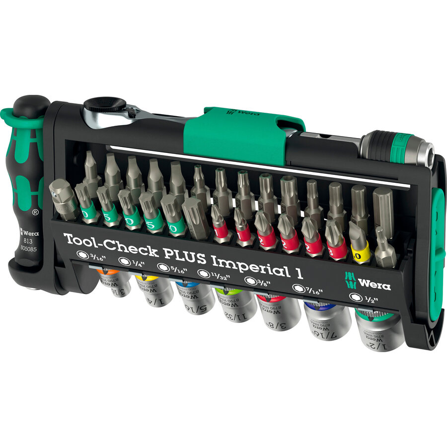 Tool-Check PLUS Imperial 1, bit set black/green, 39-piece, inch, including 1/4 bit ratchet