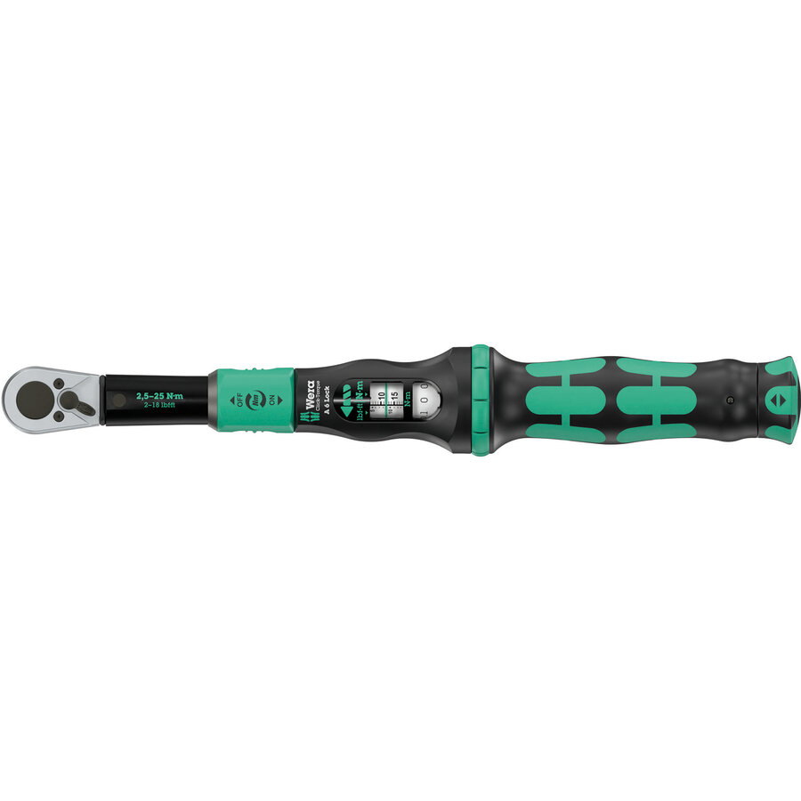 torque wrench with reversible ratchet Click-Torque Lock A 6 black/green, 1/4 bit holder, 2.5 to 25 Nm