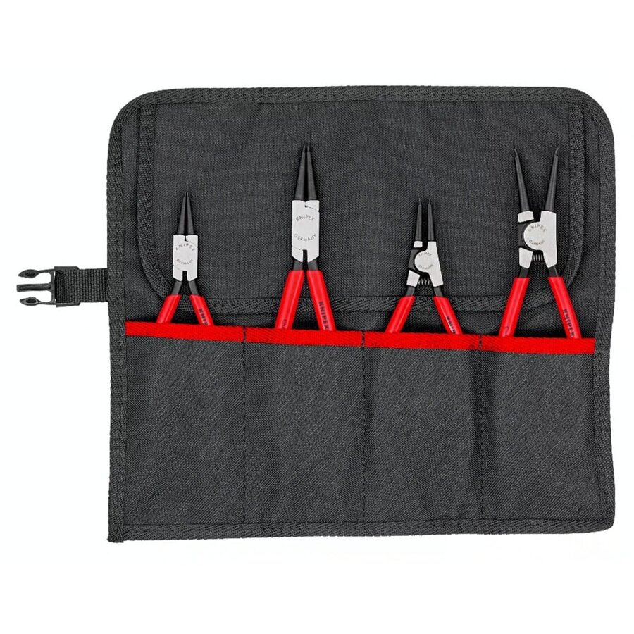 circlip pliers set O 12 - 60mm, 4-piece red, 4x straight tips, in roll-up bag