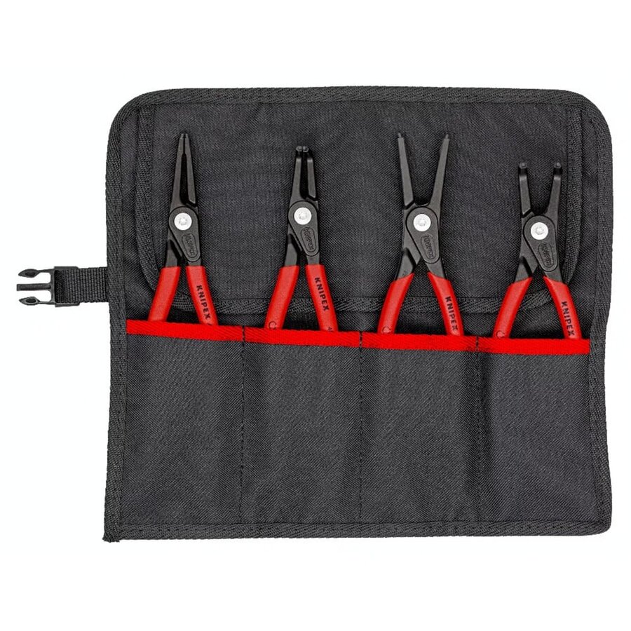circlip pliers set O 19 - 60mm, 4-piece red, 2x straight tips, 2x 90° tips, in roll-up bag