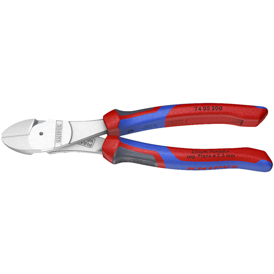 Heavy Duty Diagonal Cutters 74 05 200, cutting pliers red/blue, length 200mm, with tend interfaces