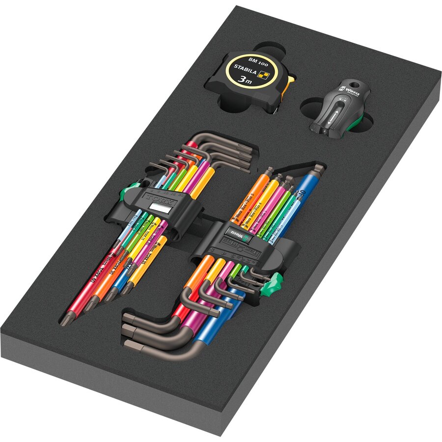 9740 foam insert L-key set 1, 20 pieces, screwdriver black/grey, in foam insert for tool trolley