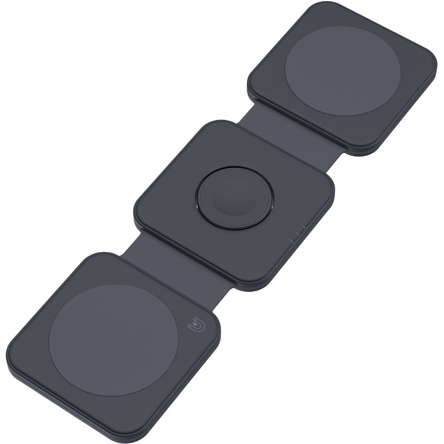 Incarcator 3-in-1 Wireless Magnetic Pliabil Negru