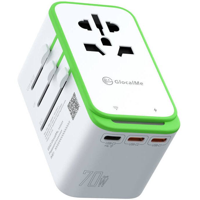 Incarcator , Hotspot 4G WiFi, USB-C, Sarcina maxima 70W, Compatibil cu prize UE/UK/AU/SUA/JP, Alb
