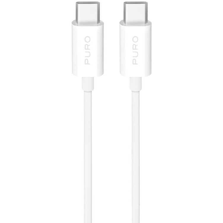 Cablu pentru incarcare si transfer de date Puro TPE, USB-C la USB-C, 25W, 3m, Alb - imagine 2