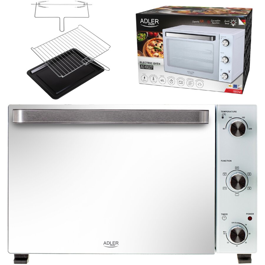 Cuptor Electric Adler AD 6027 48L 5 Moduri de Gătit Alb — imaginea 4
